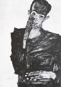 Egon Schiele Self portrait oil
